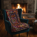 Multicolor Geometric Ralli Quilt – Vintage Patchwork, Embroidery, Mirror Work, Handmade by Craftswomen from Thar Desert, Sindh, Pakistan