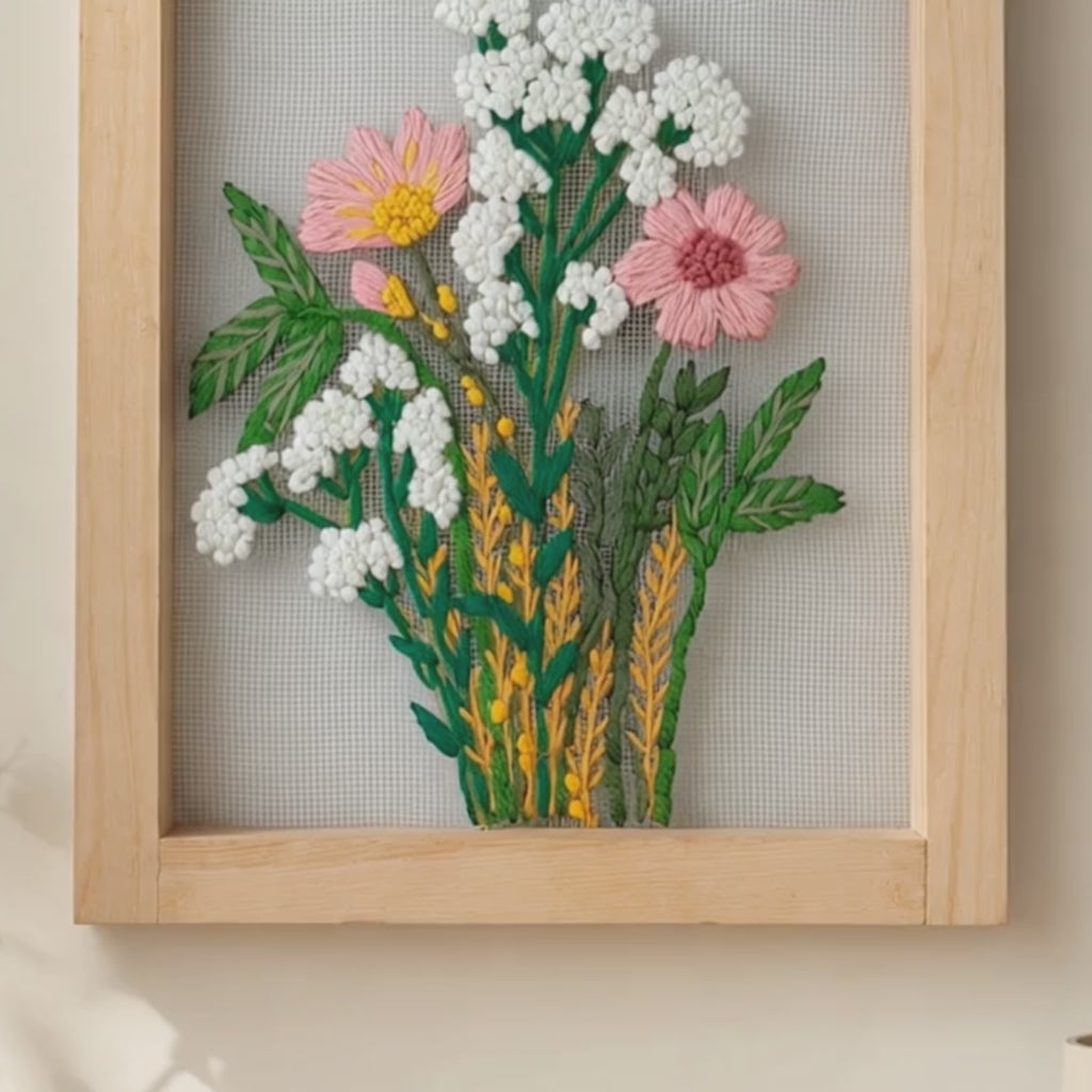 Handcrafted Embroidered Wall Hanging with Wooden Frame | 10×12 Inch