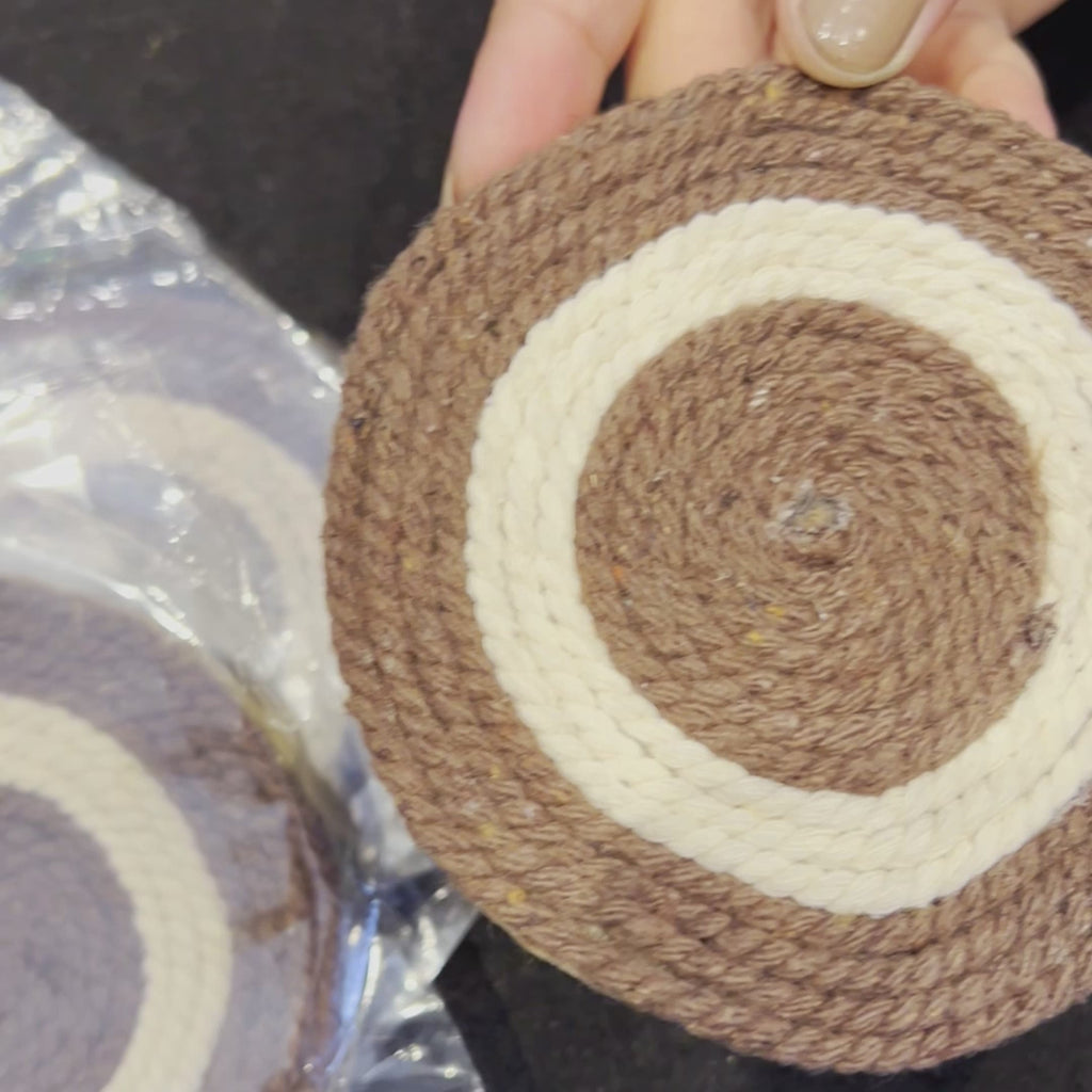 Handcrafted Round Jute Place Mat | Natural Jute Mats & Cup Coaster Set