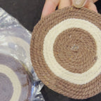 Handcrafted Round Jute Place Mat | Natural Jute Mats & Cup Coaster Set