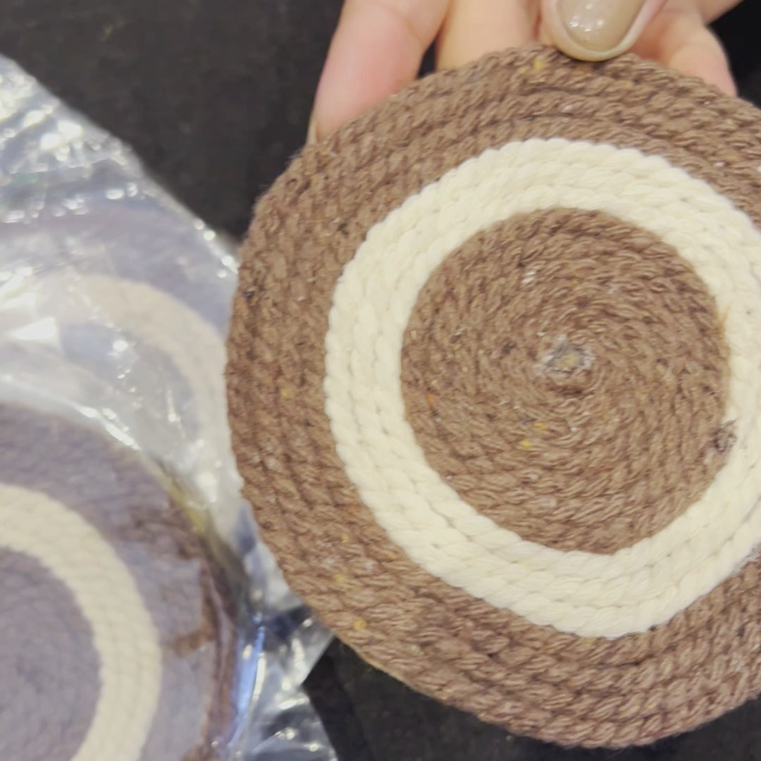 Handcrafted Round Jute Place Mat | Natural Jute Mats & Cup Coaster Set