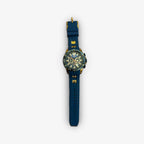 Mini Focus Men’s Blue & Gold Chronograph Sport Watch – Quartz, Silicone Strap