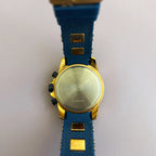 Mini Focus Men’s Blue & Gold Chronograph Sport Watch – Quartz, Silicone Strap