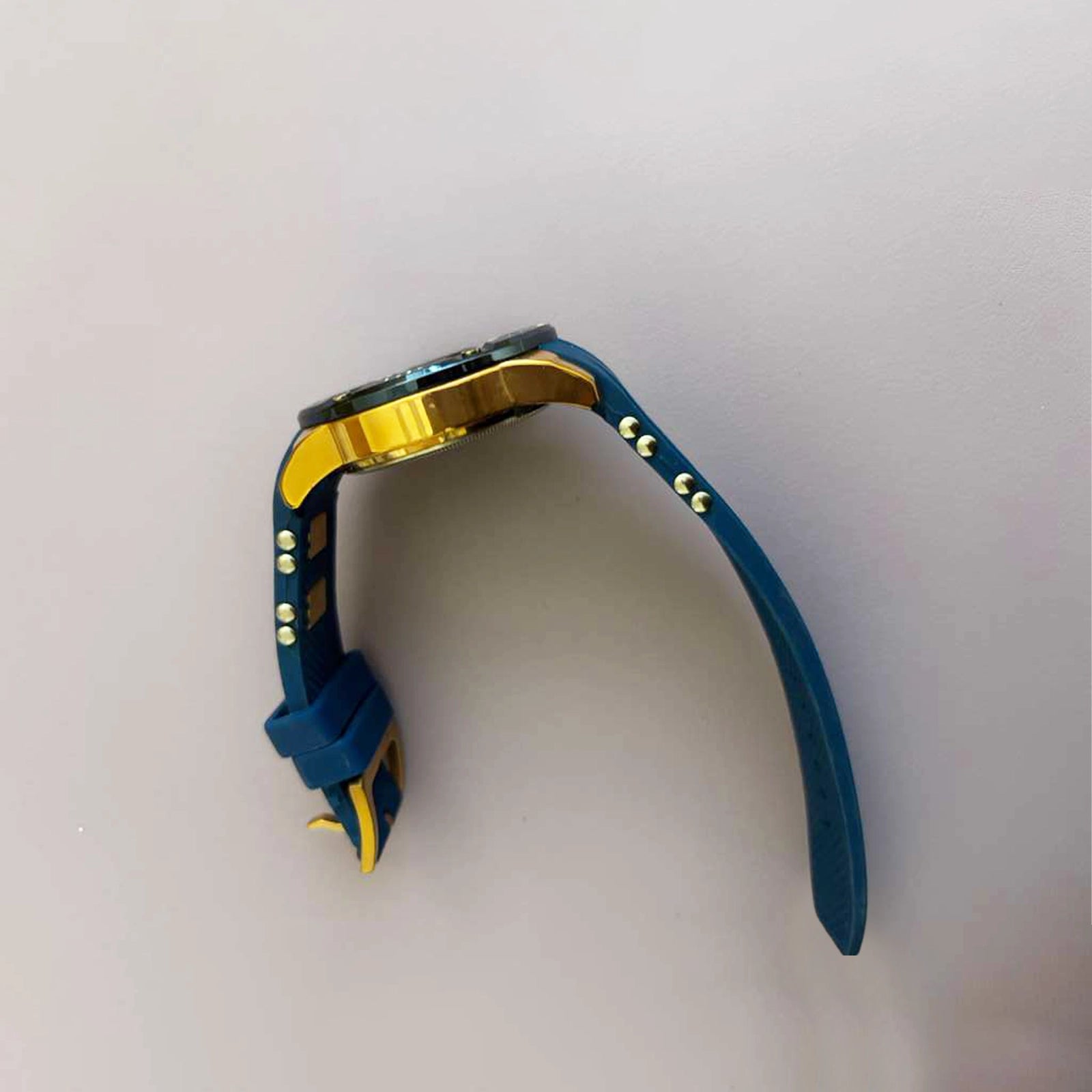 Mini Focus Men’s Blue & Gold Chronograph Sport Watch – Quartz, Silicone Strap