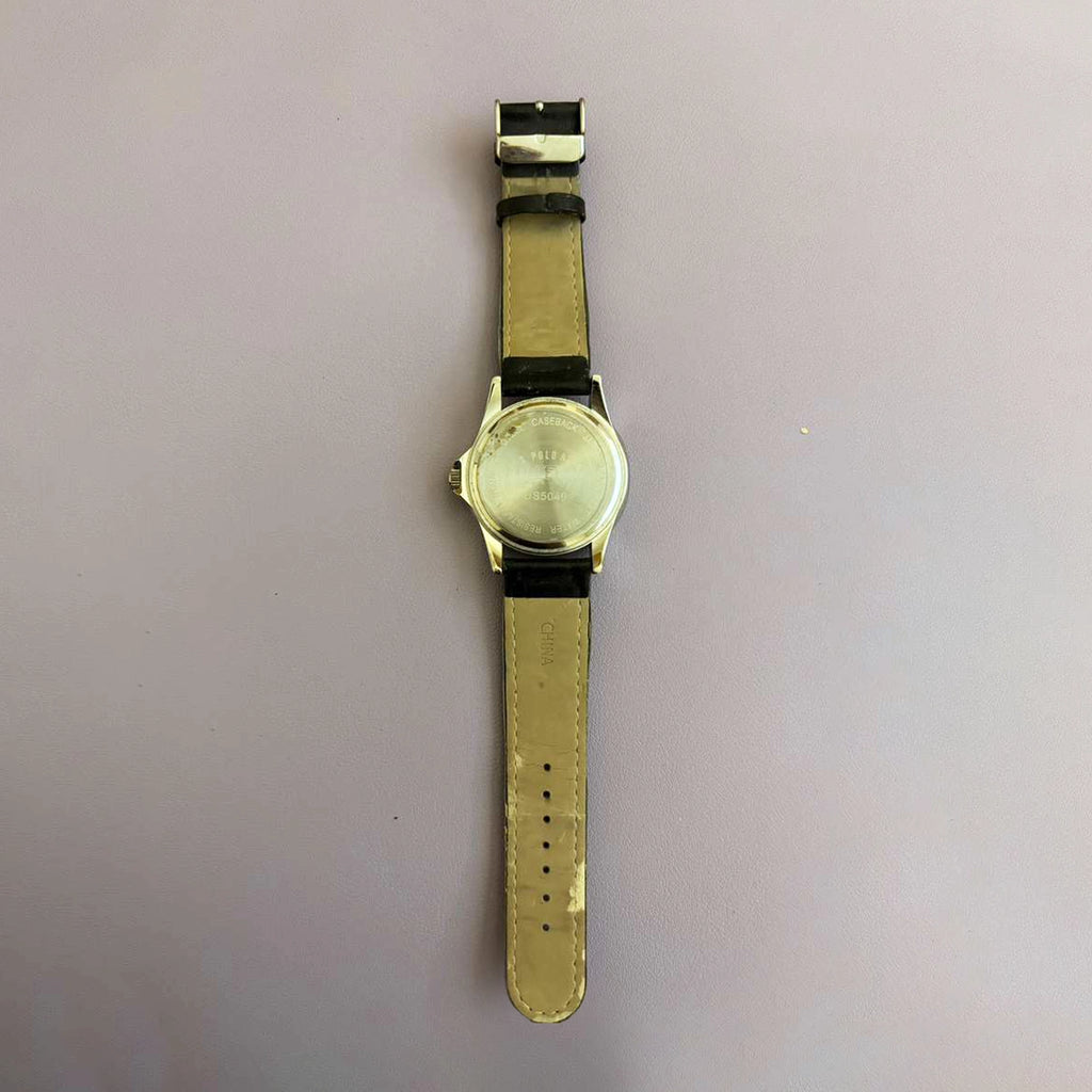 U.S. Polo Assn. Men’s Quartz Watch – Silver Case, Cream Dial, Black Leather Strap