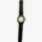Timex Men’s INDIGLO Diver‑Style Watch – Black Bezel, White Dial, Leather Strap