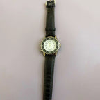 Timex Men’s INDIGLO Diver‑Style Watch – Black Bezel, White Dial, Leather Strap