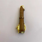 Vintage Saint Laurent Co. Skeleton Mechanical Watch – Gold‑Tone Case, Brown Leather Strap