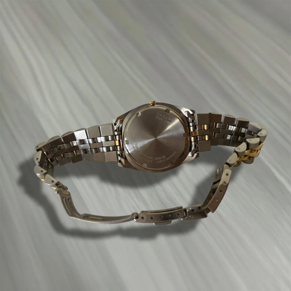 Seiko Quartz Day‑Date Men’s Watch, Two‑Tone Jubilee Bracelet, Silver Dial, Boxed, 1990s